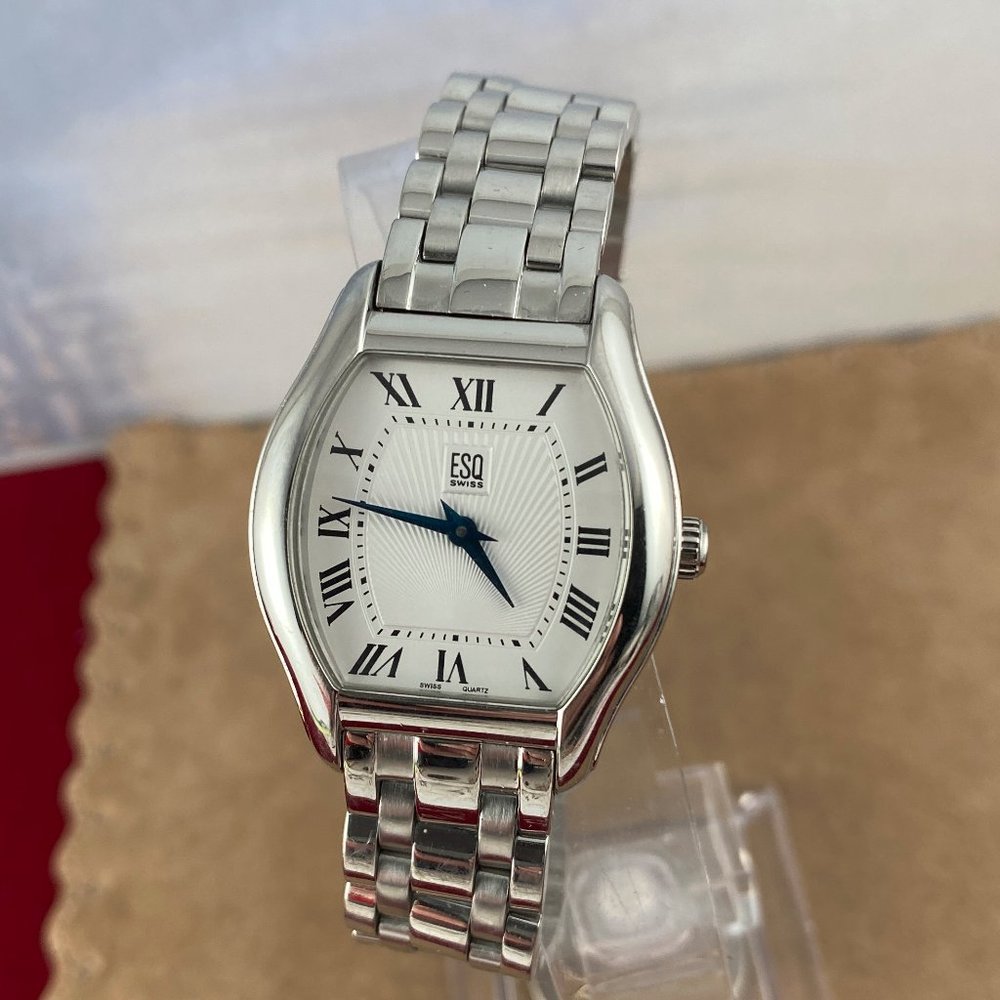 Vintage Ladies Movado ESQ Stainless Steel Tonneau Watch